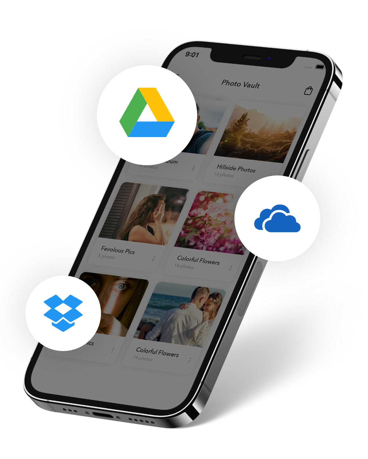 Importieren Sie Fotos und Videos aus der Cloud mit der Photo Vault iPhone App