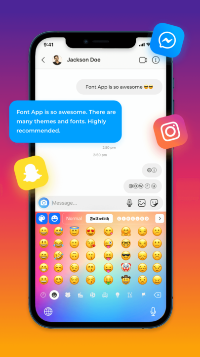 Eine Vielzahl von Emojis in der App Schriftarten & Tastatur