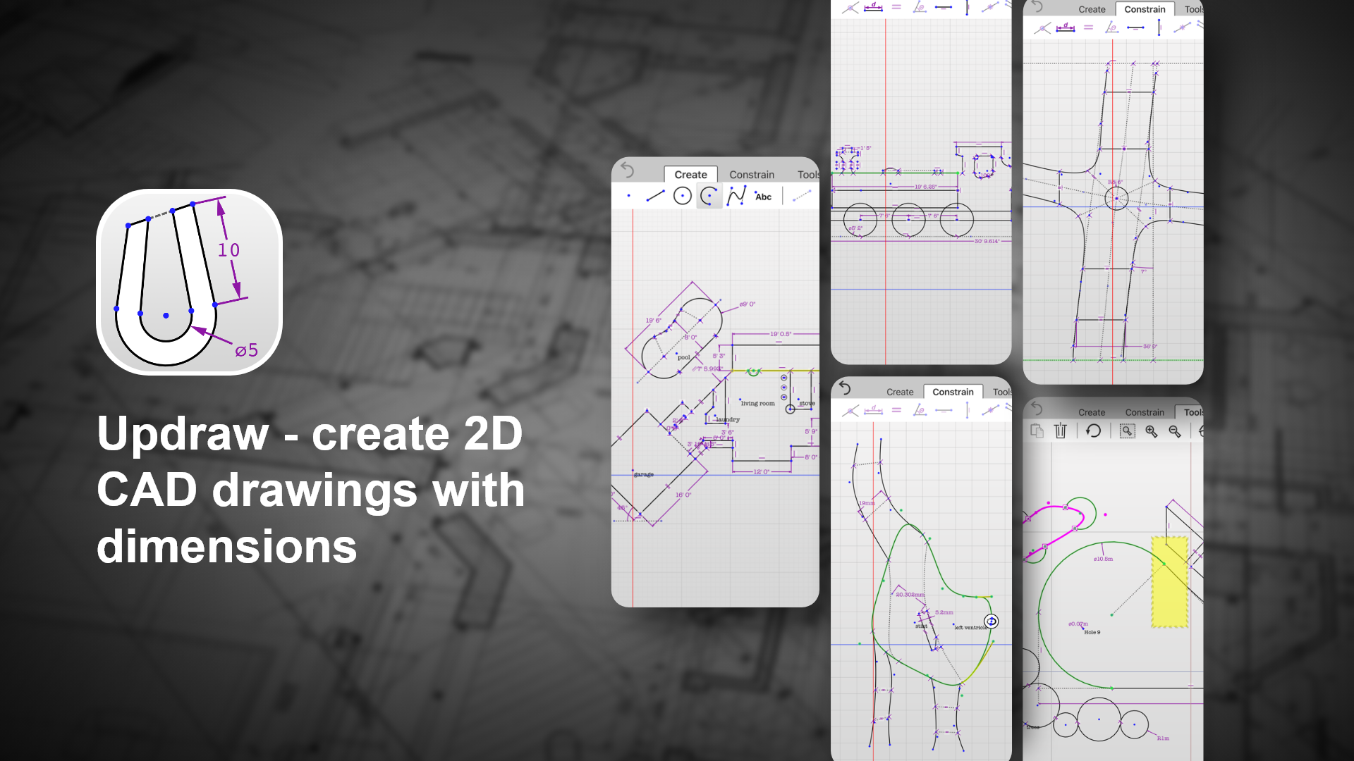 Updraw - create 2D CAD drawings with dimensions
