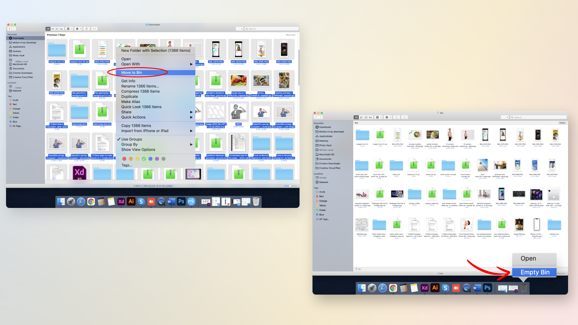 Schritt-für-Schritt-Anleitung zum wie man mehrere Downloads auf dem Mac manuell löscht 02