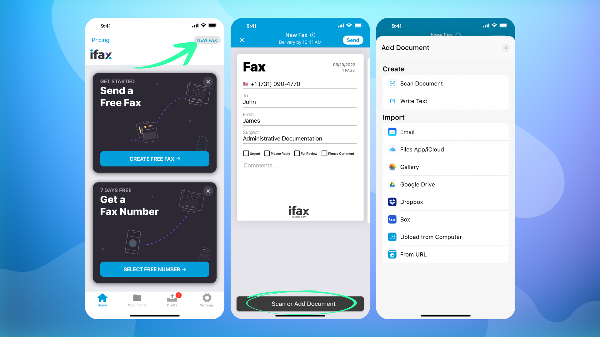 Schritte zum wie man ein Fax vom iPhone mit der iFax-App sendet